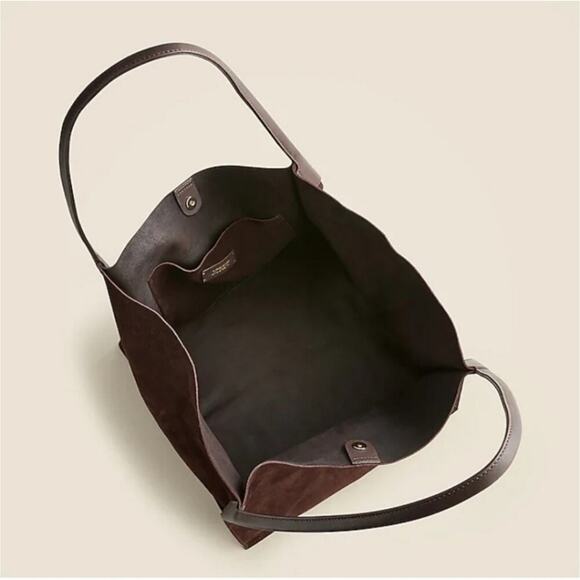 J. Crew Unstructured Large Berkeley Suede Tote Bag Cocoa Brown NWT - Picture 2 of 16
